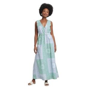 Universal Thread Mint and White Patterned Maxi Dress